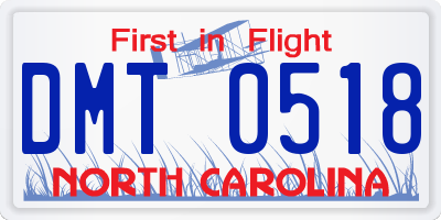 NC license plate DMT0518