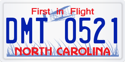 NC license plate DMT0521