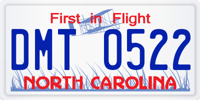 NC license plate DMT0522