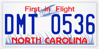 NC license plate DMT0536
