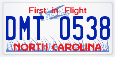 NC license plate DMT0538