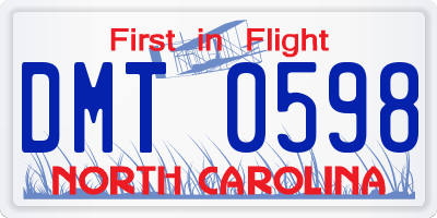 NC license plate DMT0598