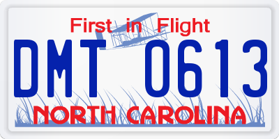 NC license plate DMT0613