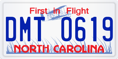 NC license plate DMT0619