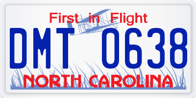 NC license plate DMT0638