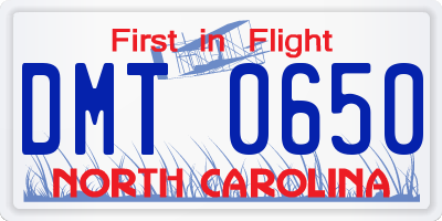NC license plate DMT0650