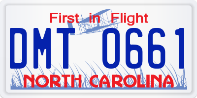 NC license plate DMT0661