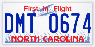 NC license plate DMT0674