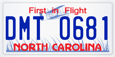 NC license plate DMT0681