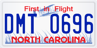 NC license plate DMT0696