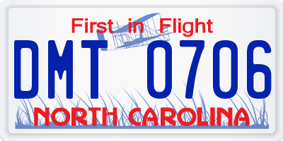 NC license plate DMT0706