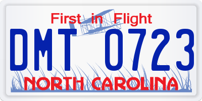NC license plate DMT0723
