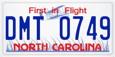 NC license plate DMT0749