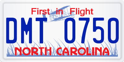 NC license plate DMT0750