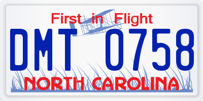 NC license plate DMT0758
