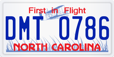 NC license plate DMT0786