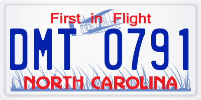 NC license plate DMT0791