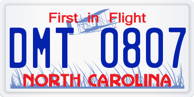 NC license plate DMT0807