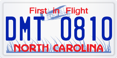 NC license plate DMT0810