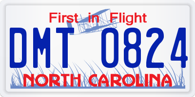 NC license plate DMT0824