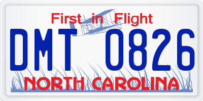 NC license plate DMT0826
