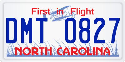 NC license plate DMT0827