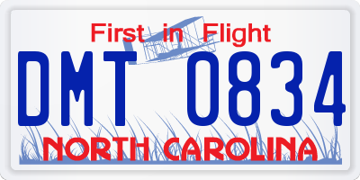 NC license plate DMT0834