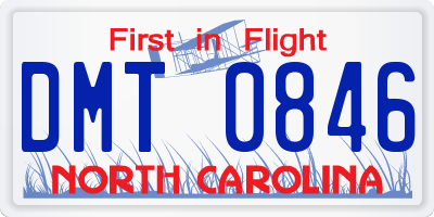 NC license plate DMT0846
