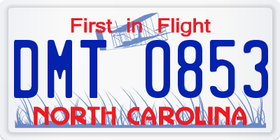 NC license plate DMT0853