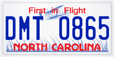 NC license plate DMT0865