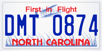 NC license plate DMT0874