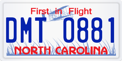 NC license plate DMT0881