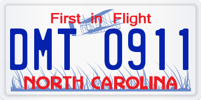 NC license plate DMT0911