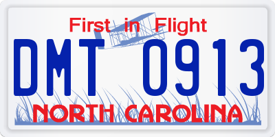 NC license plate DMT0913