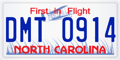 NC license plate DMT0914