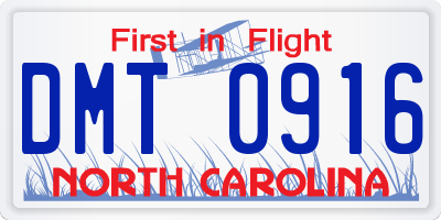 NC license plate DMT0916
