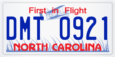 NC license plate DMT0921