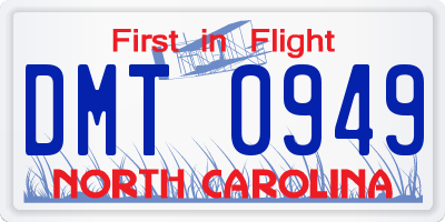 NC license plate DMT0949