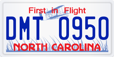 NC license plate DMT0950