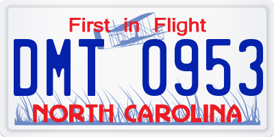 NC license plate DMT0953