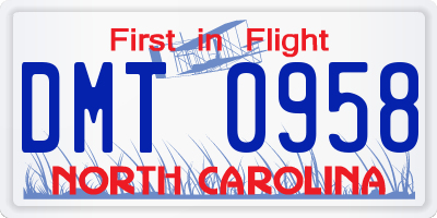 NC license plate DMT0958