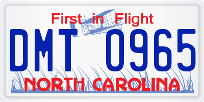 NC license plate DMT0965
