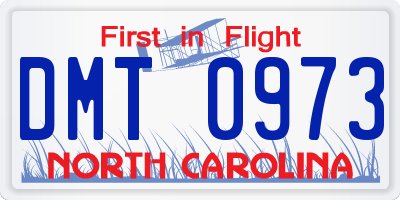 NC license plate DMT0973