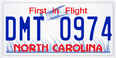 NC license plate DMT0974