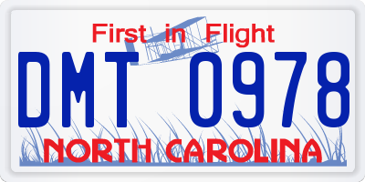 NC license plate DMT0978