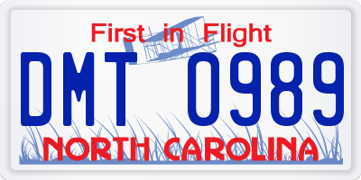 NC license plate DMT0989