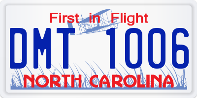 NC license plate DMT1006