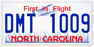 NC license plate DMT1009