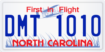NC license plate DMT1010