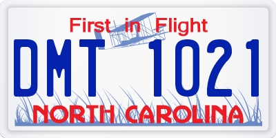NC license plate DMT1021